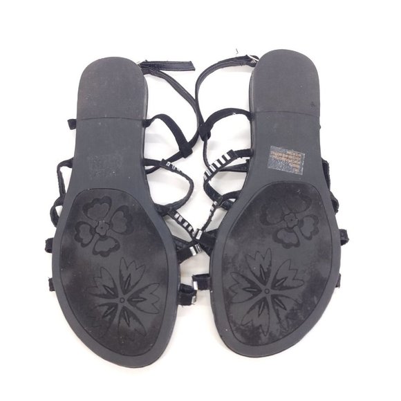 Lane Bryant Womens Embellished T‎ Strap Sandals Buckle Ankle Strap Black 10W - Picture 5 of 10